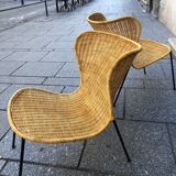Pair of wicker armchairs, 1950s