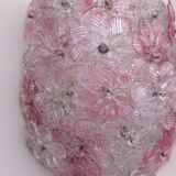 Set of 2 Murano Wall Light Pink Flower by Seguso, 1970