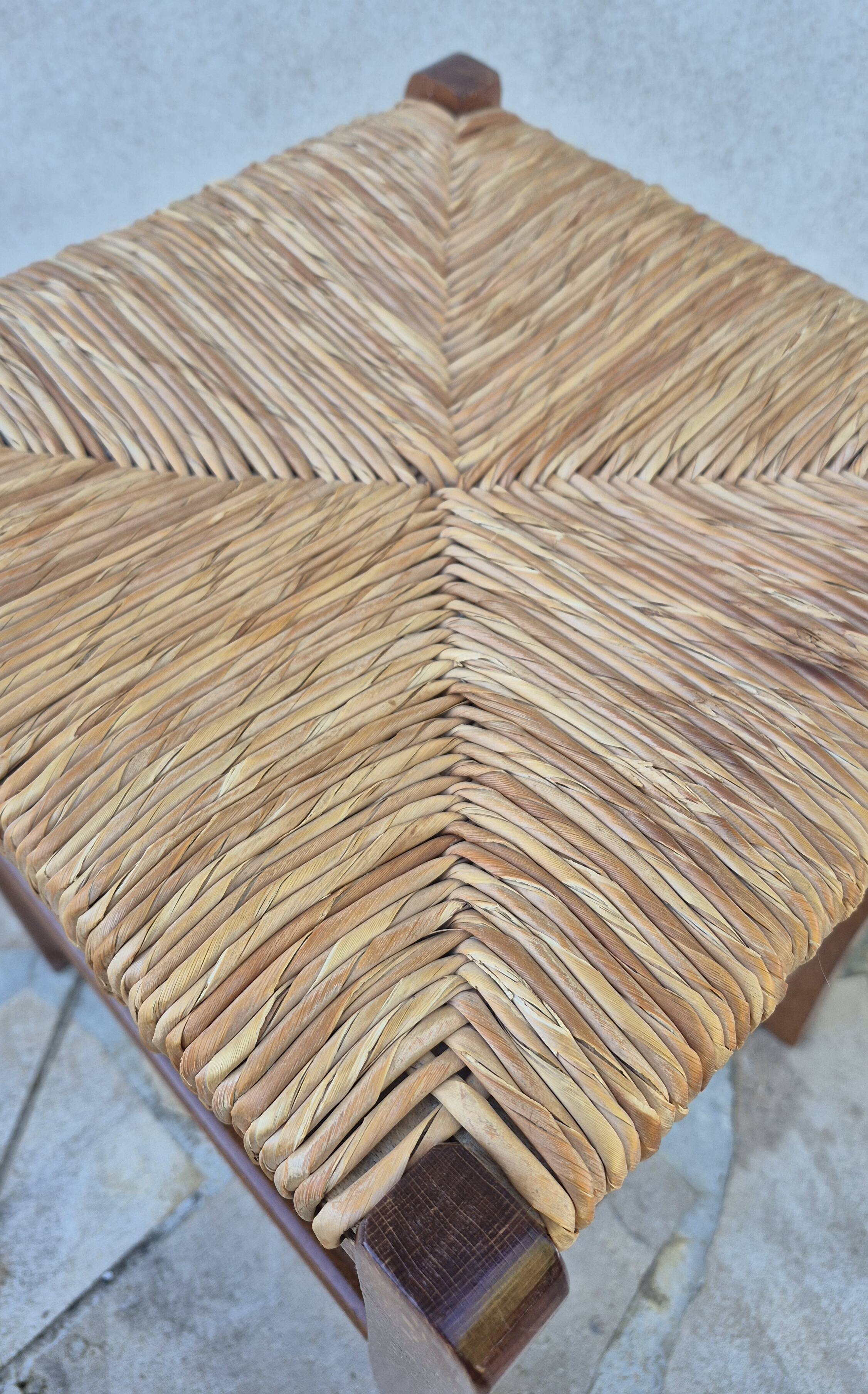 Tabouret paillé Français vintage