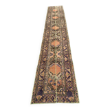 Distressed Turkish Narrow Runner 383x66 cm wool Vintage Tribal Rug