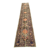 Distressed Turkish Narrow Runner 383x66 cm wool Vintage Tribal Rug