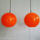 Vintage orange opaline glass pendant light (4 available), 1970s
