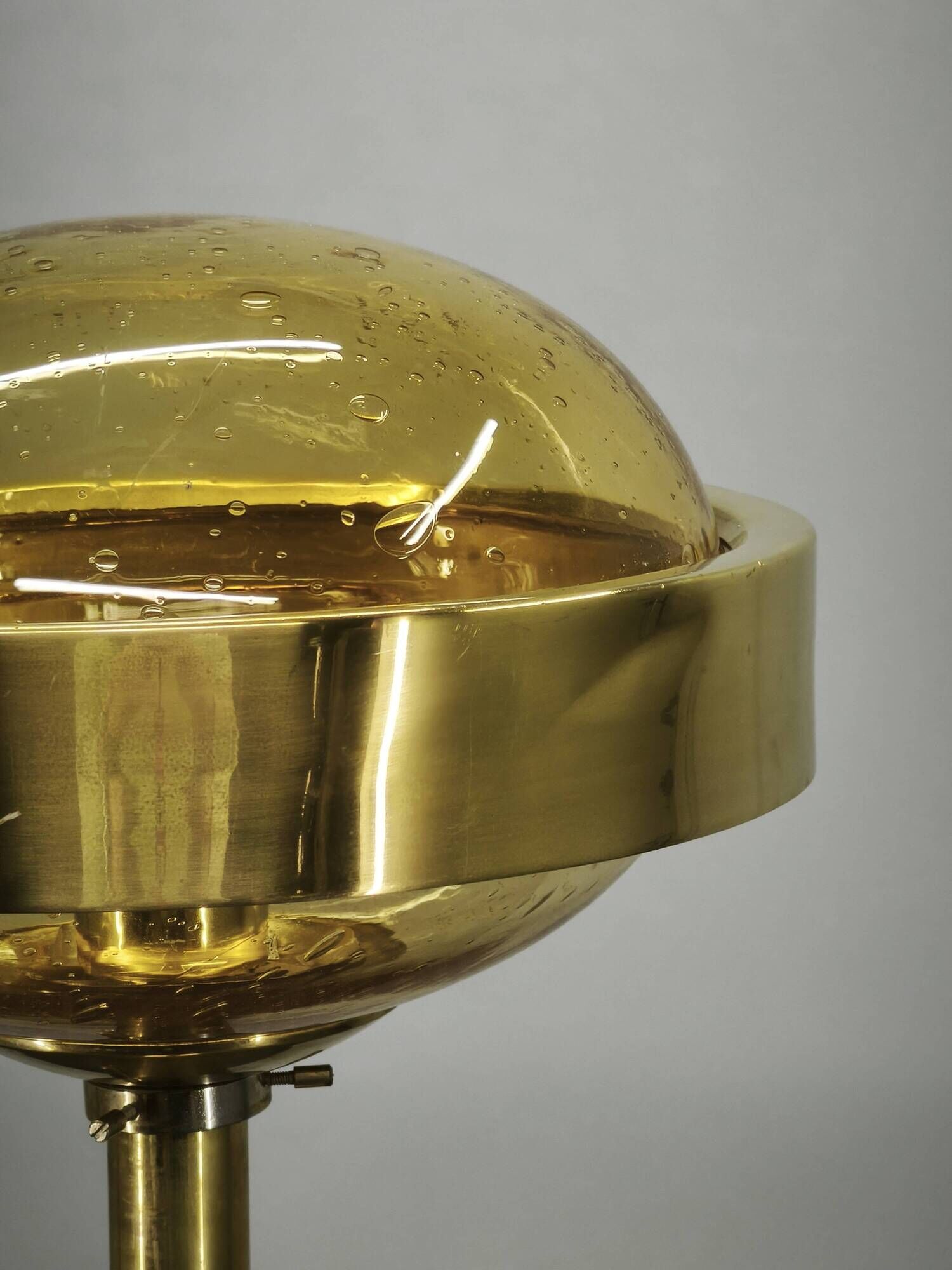 Pair of Brass and Amber Glass Floor Lamps from Kamenický Šenov, 1970s