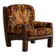 Brutalist lounge chair in solid oak and velvet from the 1960s.