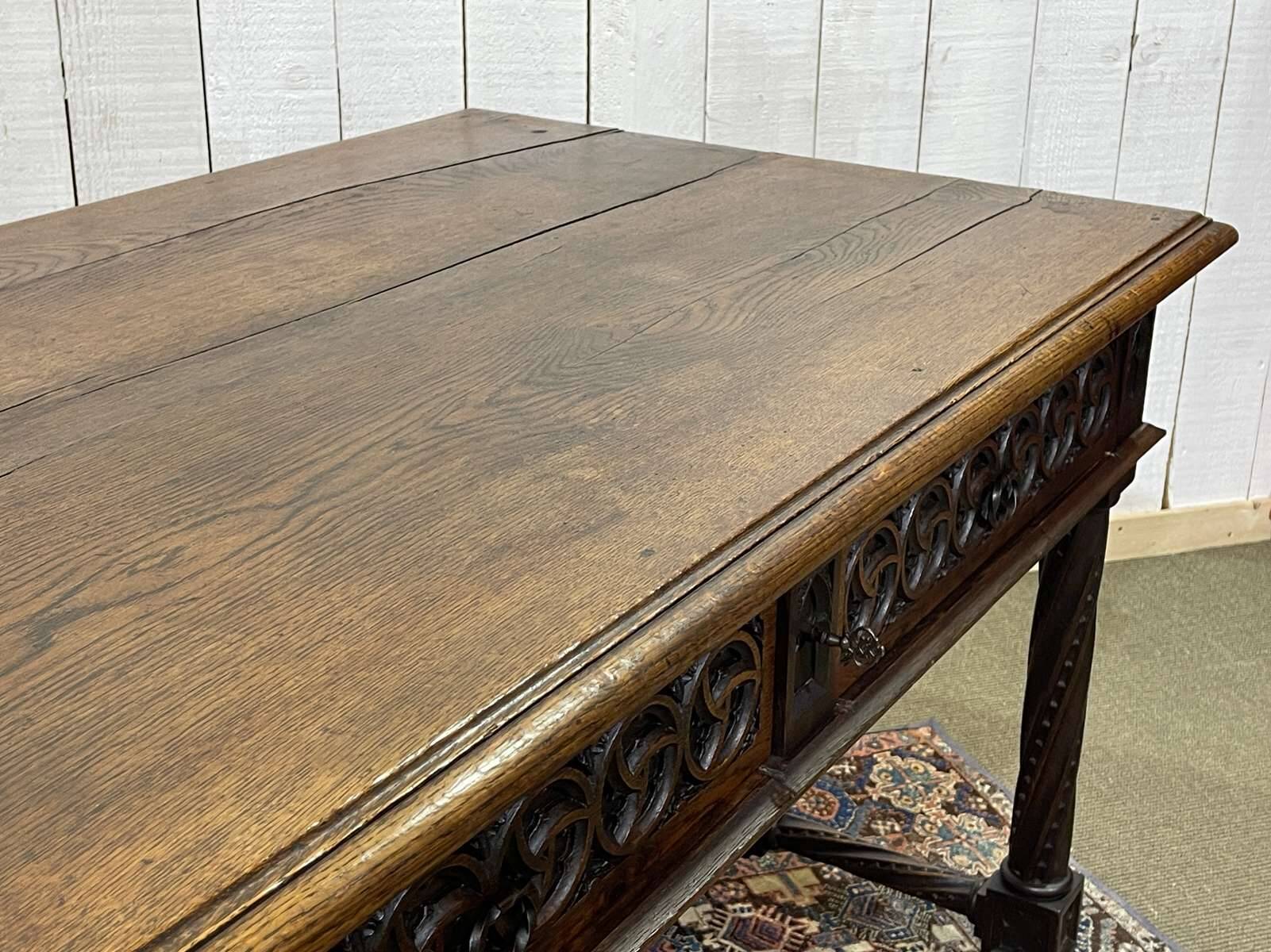 Late 19th century Gothic style oak desk