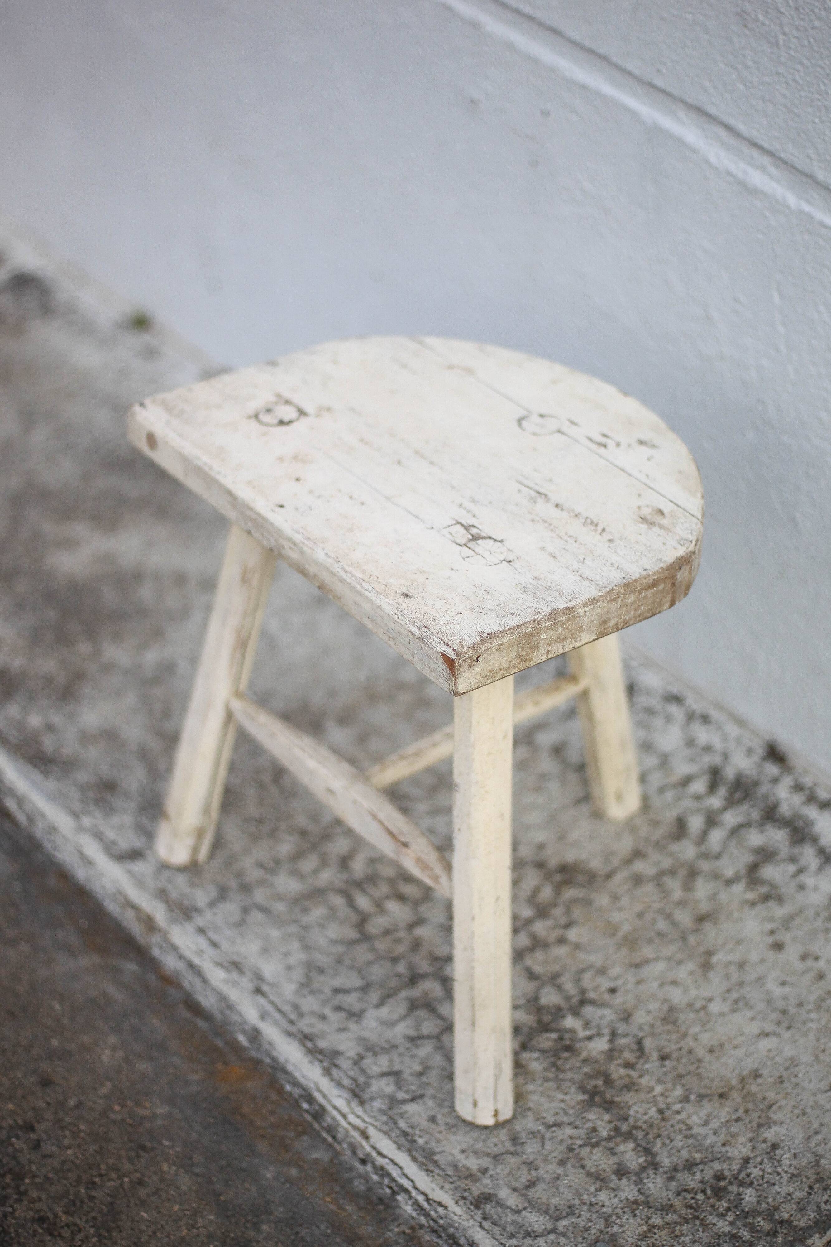 Tripod stool, wooden stool, milking stool, antique stool