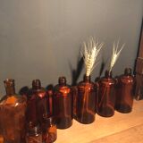 Lot of 2 amber apothecary vials