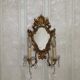 French Antique Gilt Bronze Double Light Crystal Mirrored Wall Sconce 4806