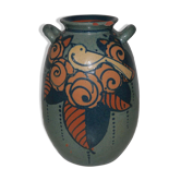 Vase ancien en terre cuite émaillée  art nouveau  « Paul Jacquet »