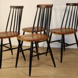 Set of 4 vintage wooden chairs, 1960.