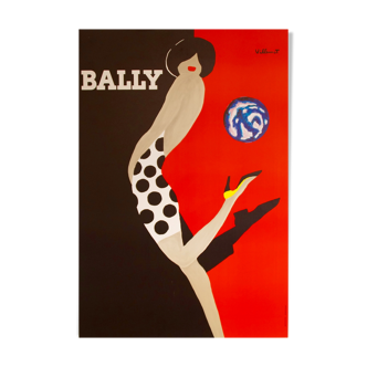 Affiche vintage, Bally, femme au ballon