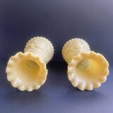 Pair of vintage Vierzon beige opaline vases