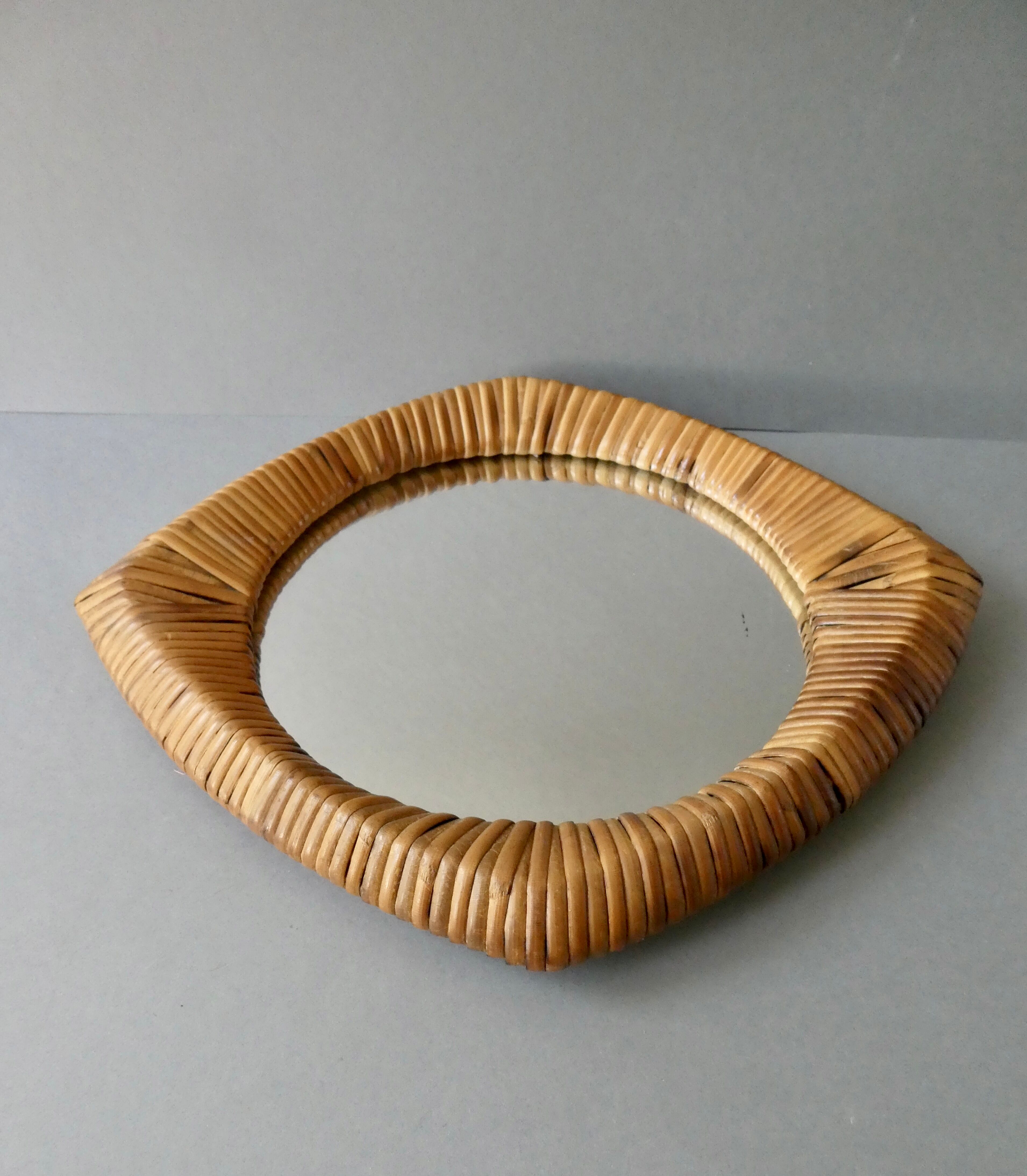 Rattan mirror from the 60s
