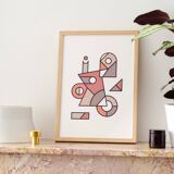 Illustration - Affiche A3 abstraite géométrique graphique colorée numérotée #004