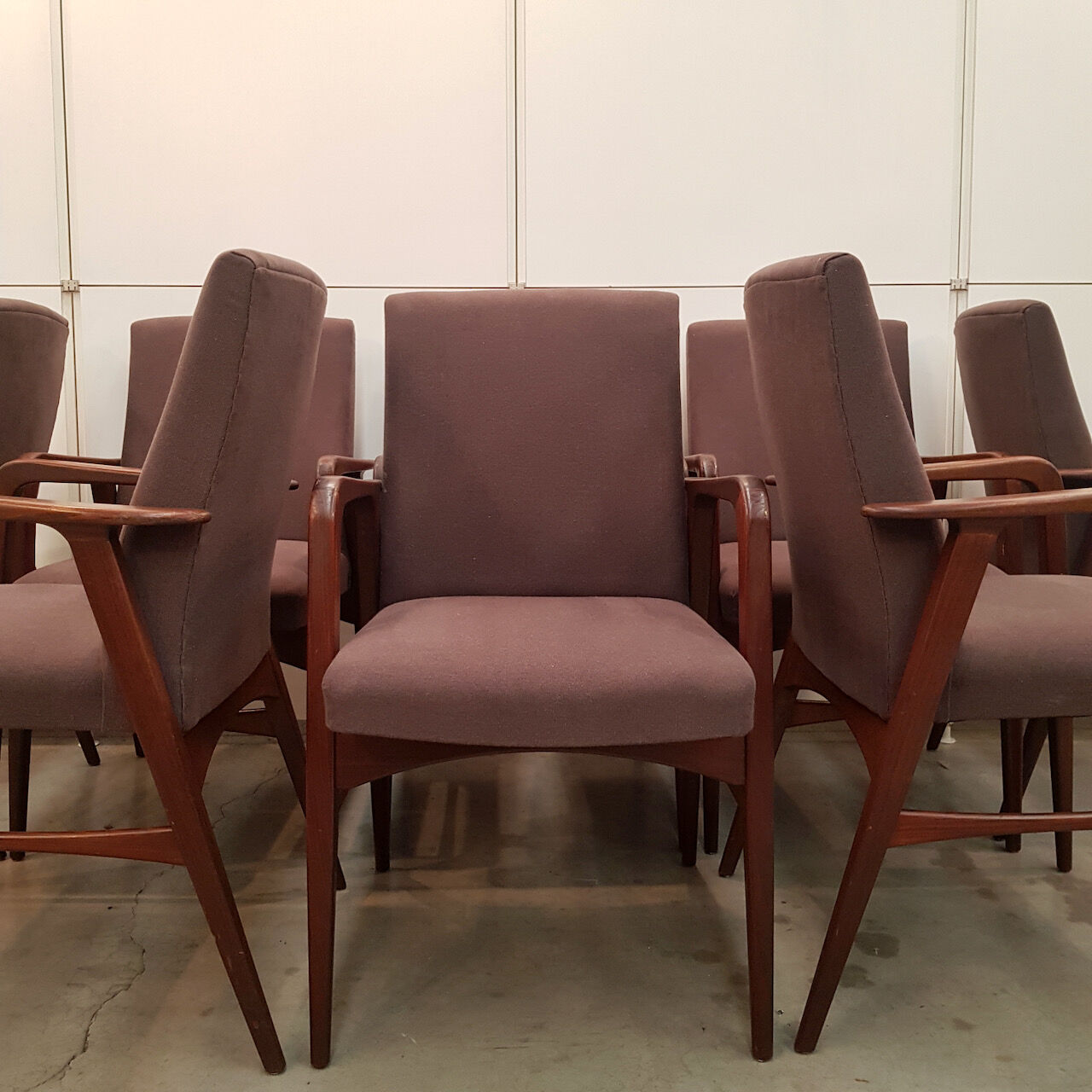Set of 8 Danish teak armchairs