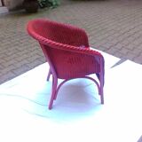 Vintage chair in red rattan
