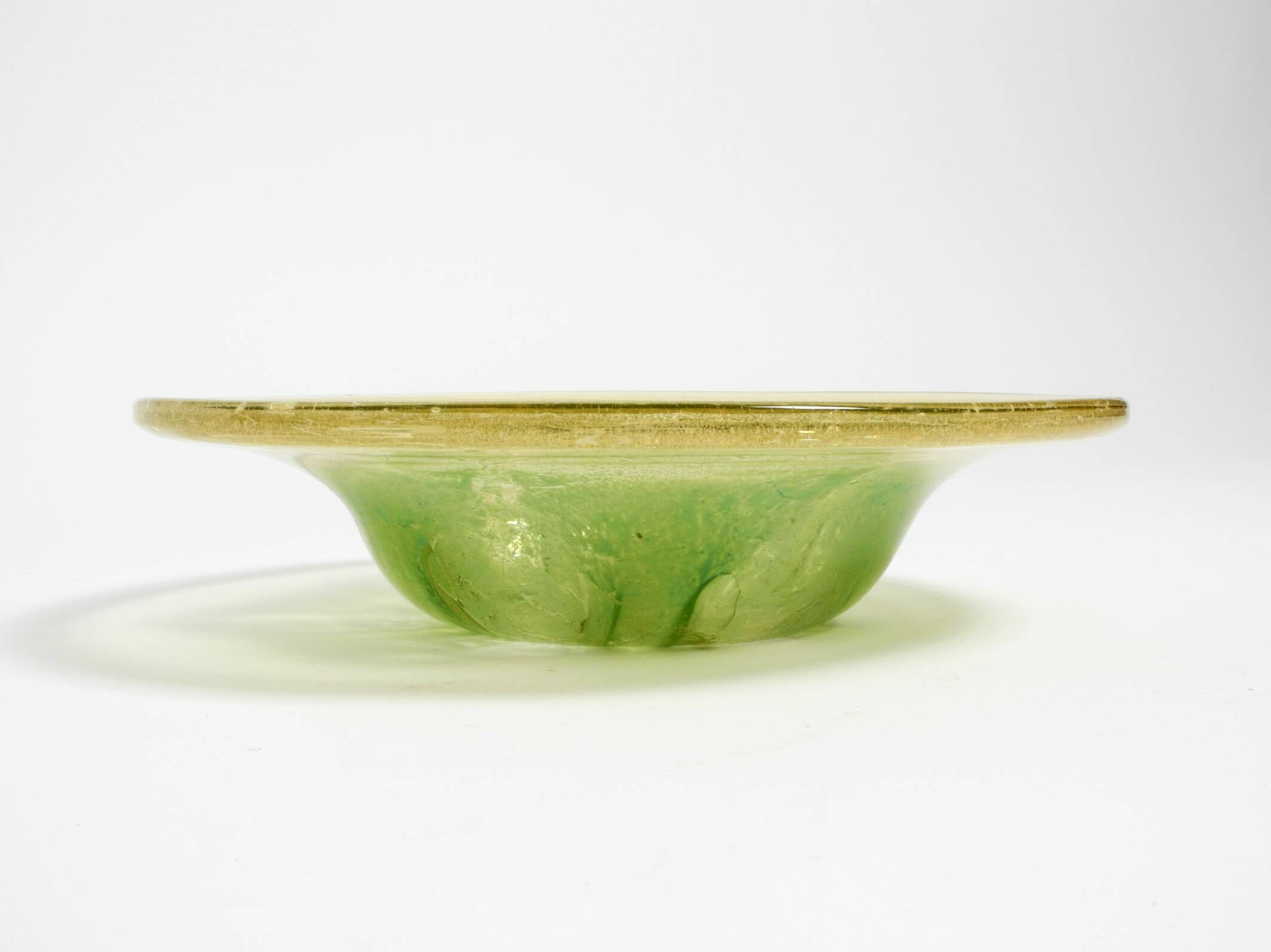 Three large colored 1930s glass bowls by Karl Wiedmann for WMF Ikora