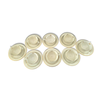 Set of 8 cups and saucers in Gien earthenware, model Valence A040.