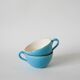 Pair of digoin sarreguemines cups textured sky blue and gold edging 1950