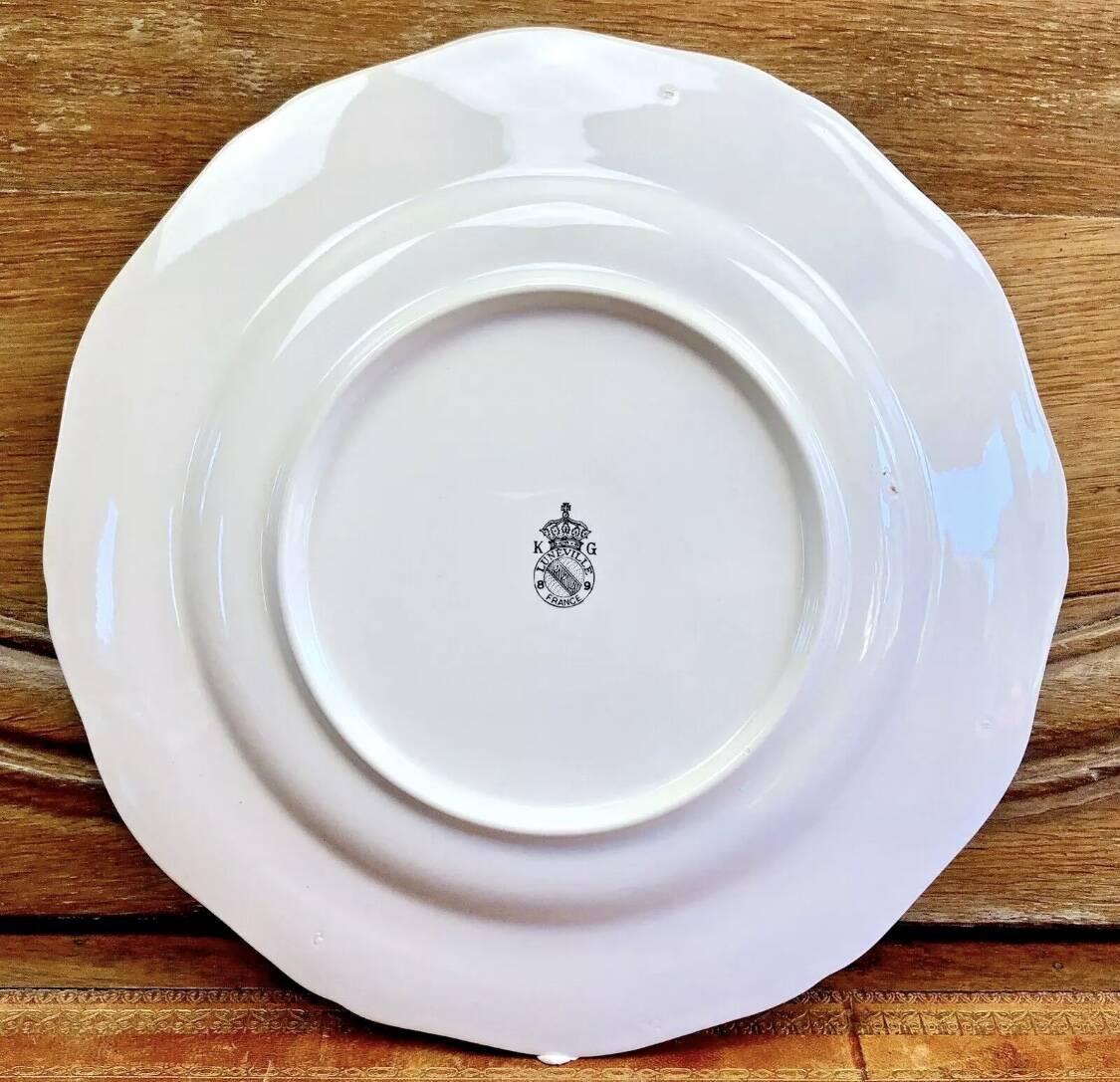 6 old Luneville flat plates, Réverbère model