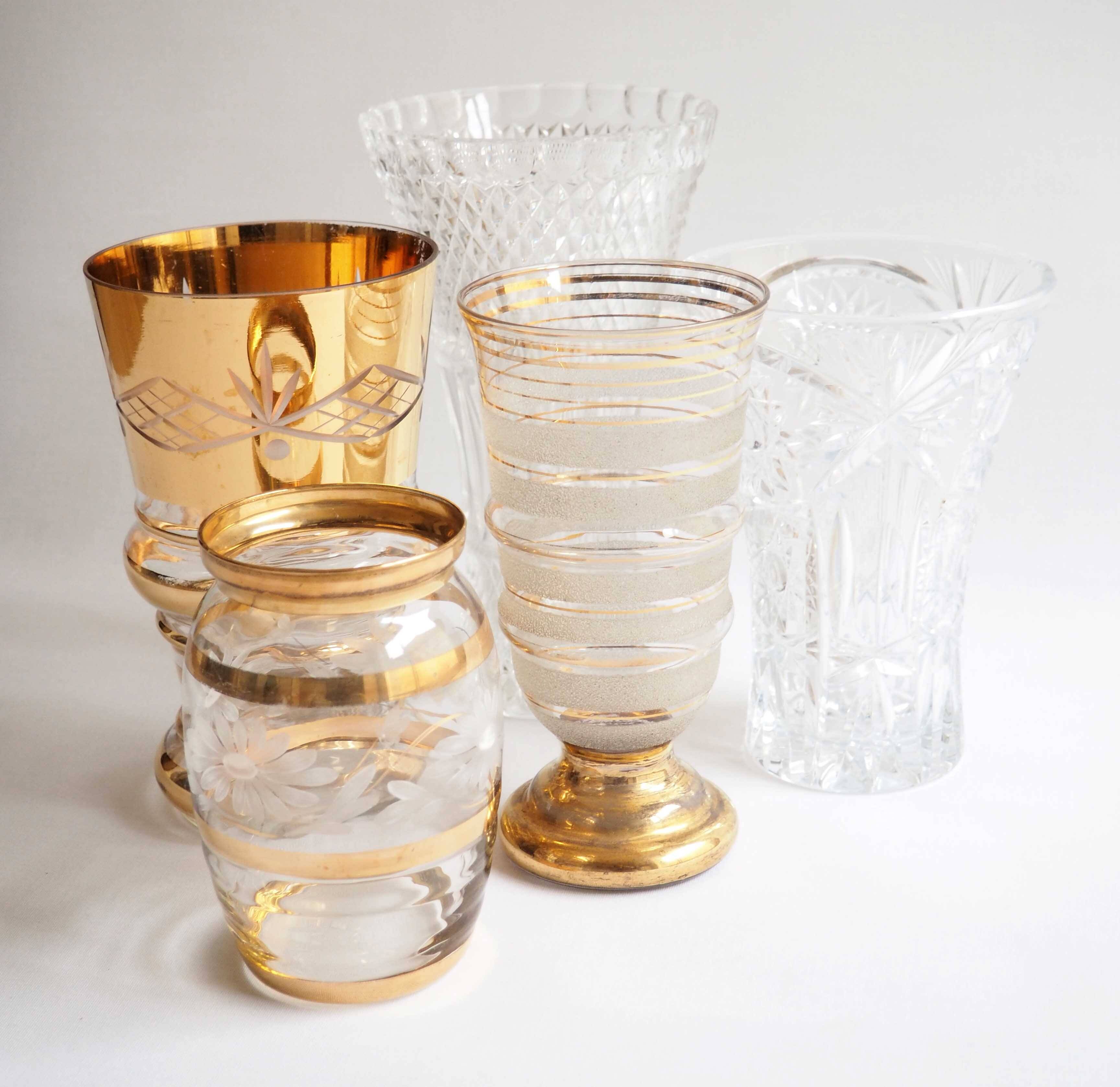 Vase verre et or années 1940