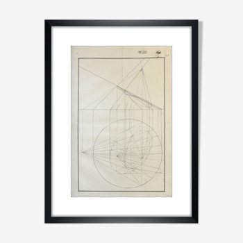 Dessin ancien - étude de perspective - Ecole Royale Polytechnique 1824