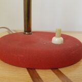 Vintage laying lamp in brass and grainy red aluminum - 50s