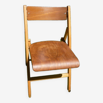 Petite chaise pliante bois bicolor vintage