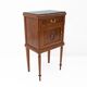 Pair of Louis XVI Style Bedside Tables with Inlays and Marble Top, Italy, 1
