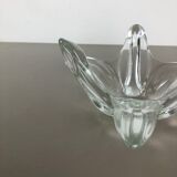 Large French Floral Crystal Glass Shell Bowl by Art Vannes, France, 1970s
