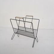 Mid-century black metal magazine stand, The Netherlands 1950's