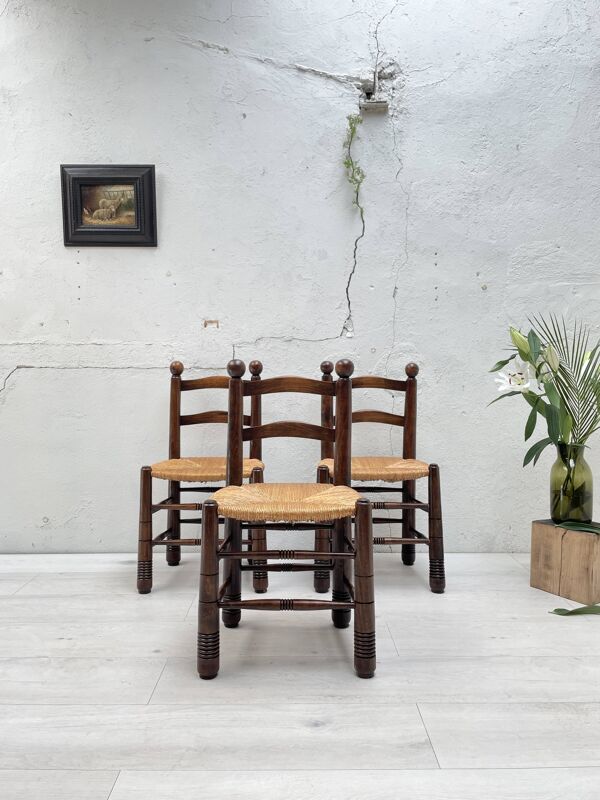 Chaise en hêtre et paille