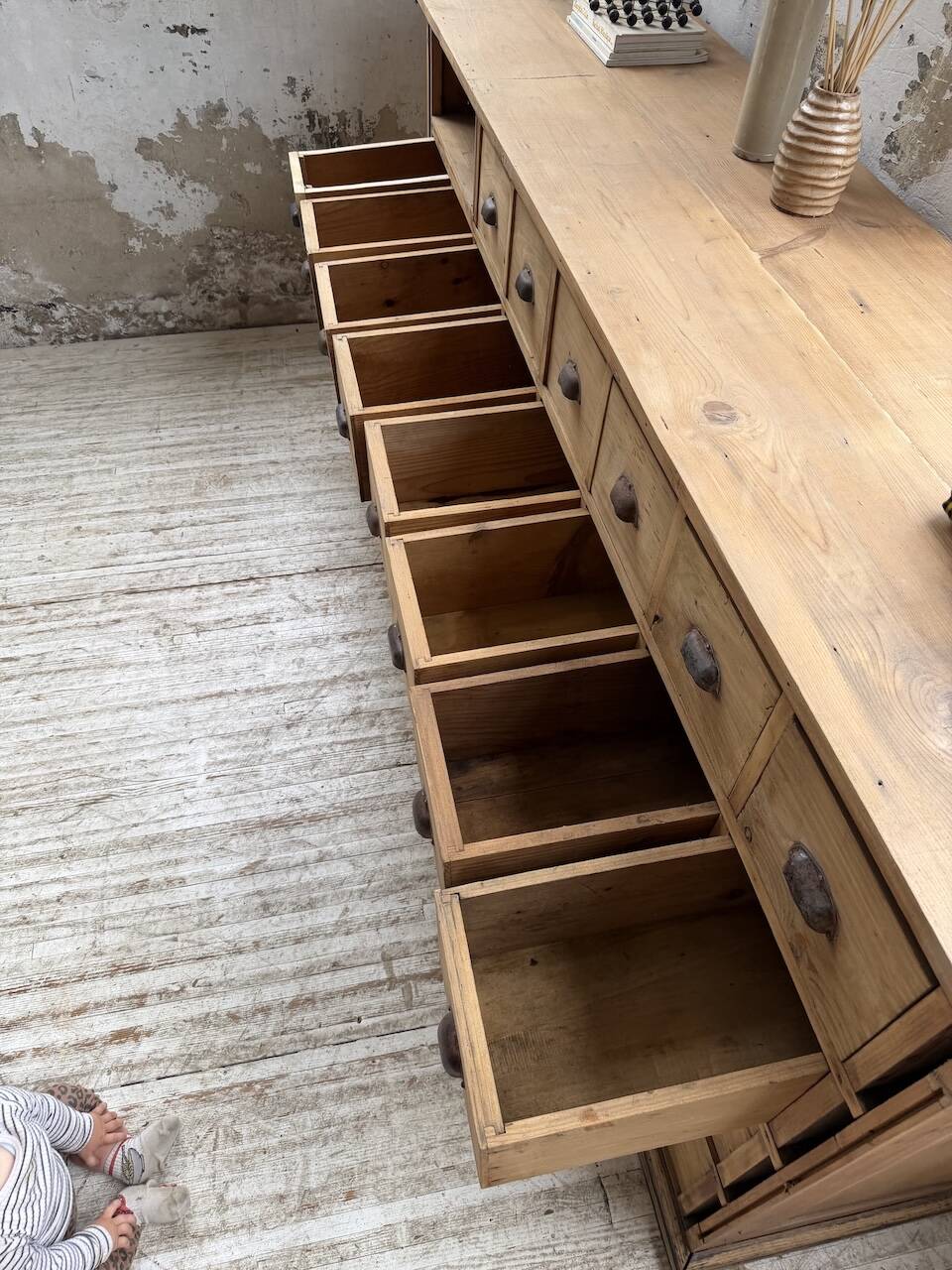 Meuble de métier pin XL années 50