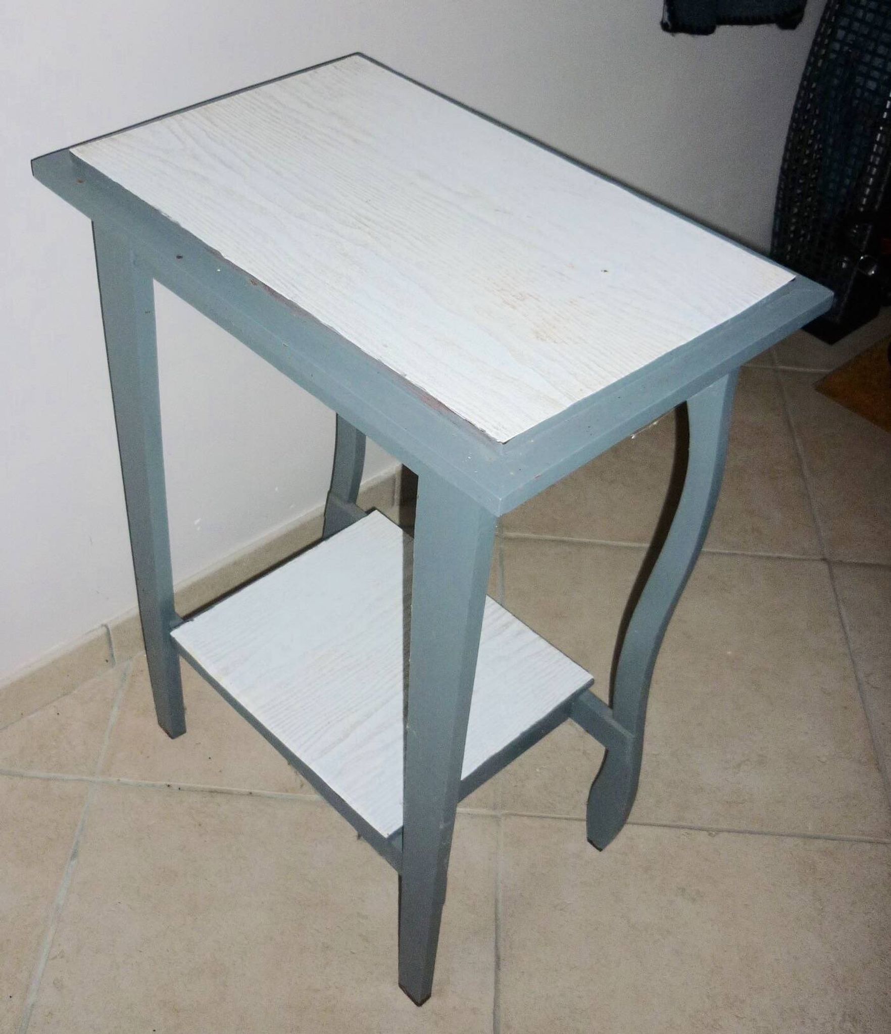 Blue-gray 2-top side table