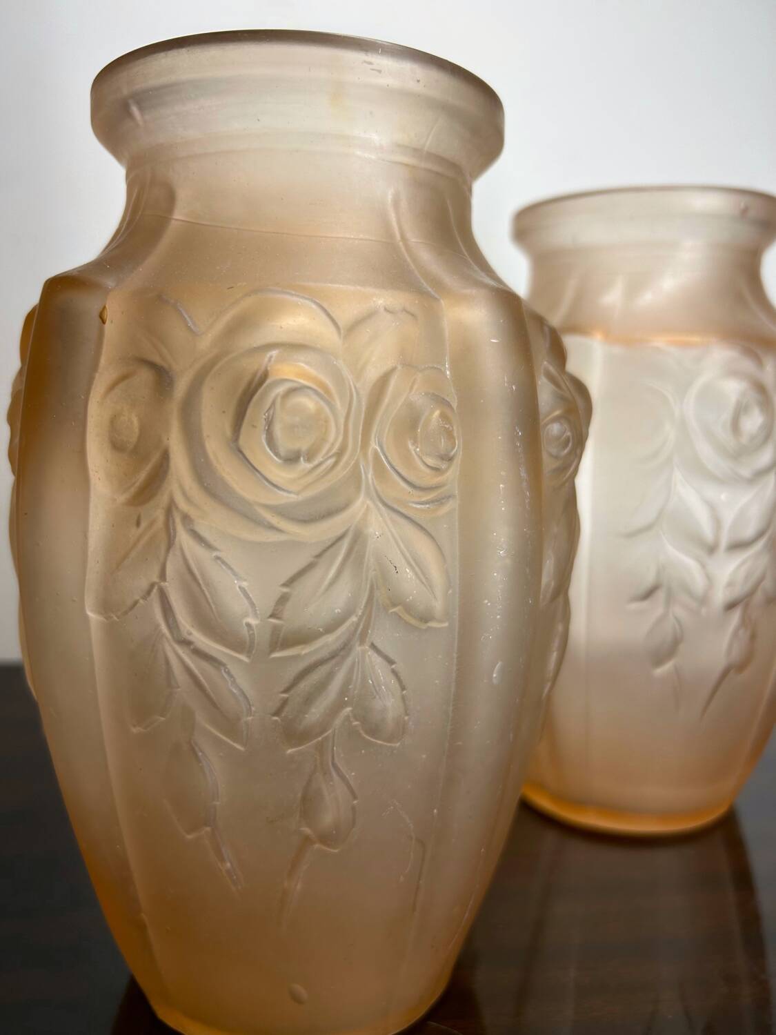 Art Deco pressed molded glass vases (X2)