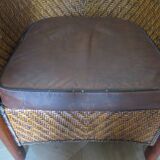 Woven rattan armchair and exotic wood - Colonial style - 1980s