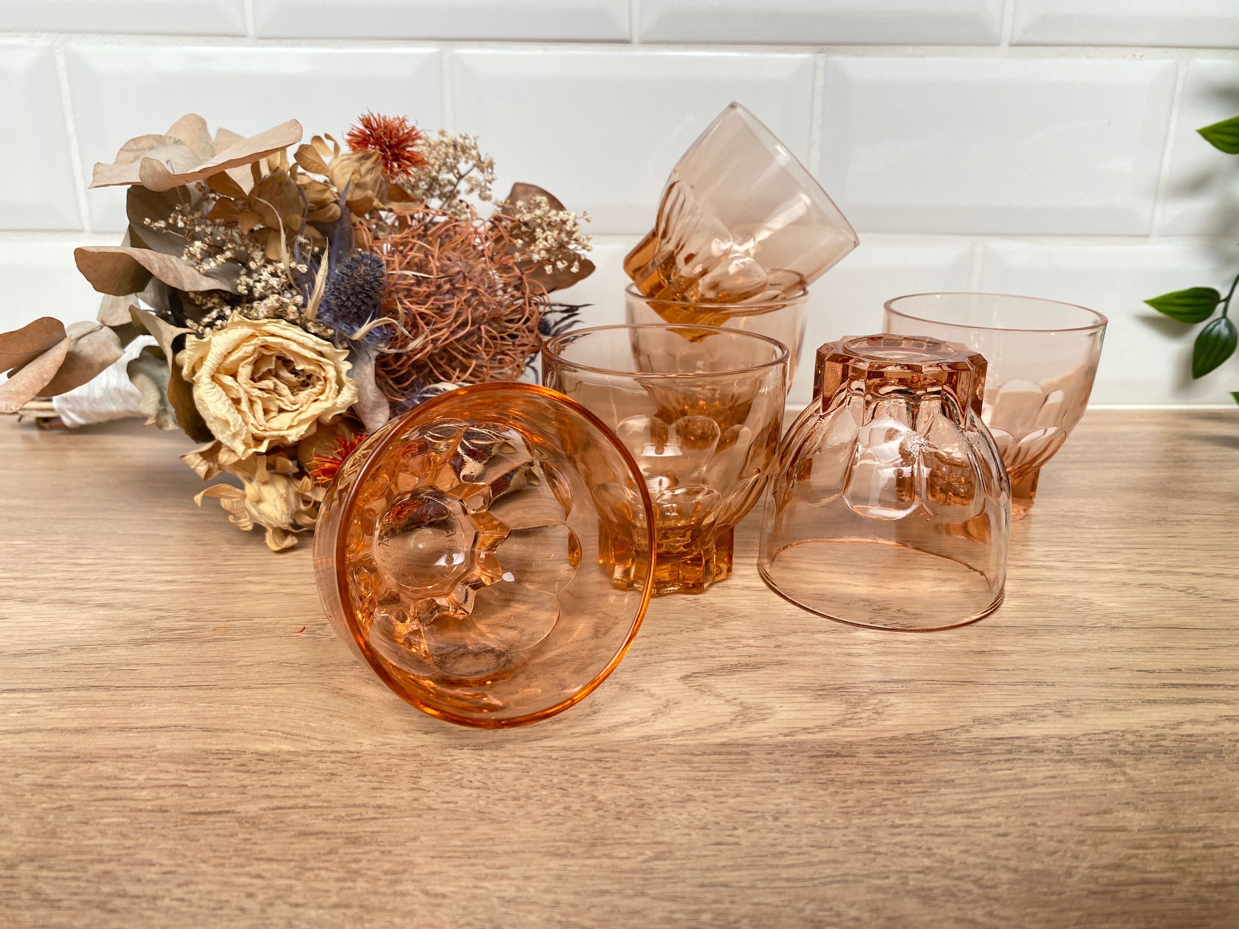 Set de 6 verres vintage Luminarc étoile rose