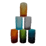 Large multicoloured glasses by Geoffrey Baxter from the 1960s.