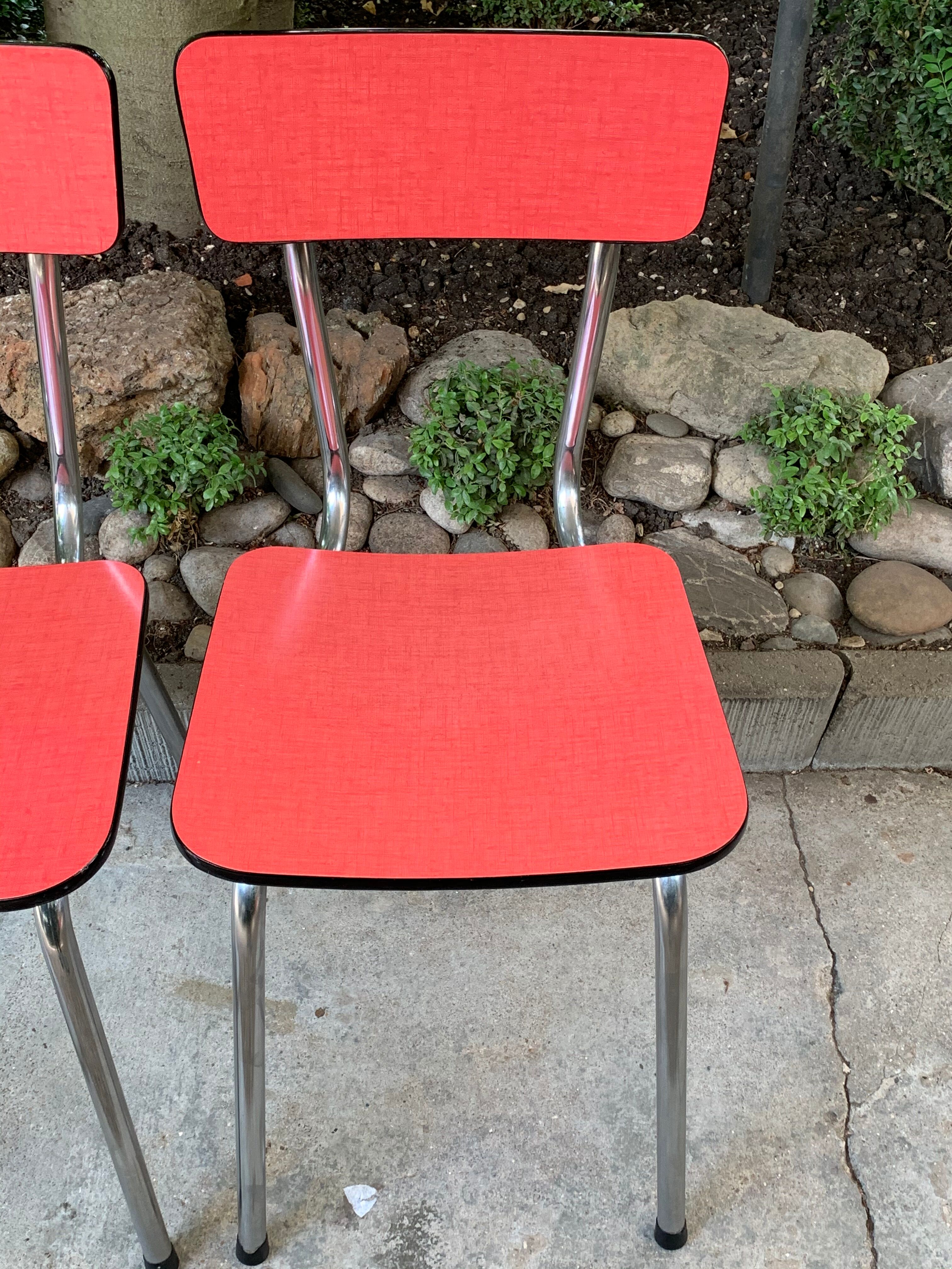 Red formica chairs