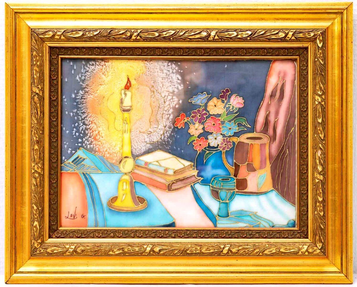 Painting Lavi Group Still Life – Shabbat Shalom - XXth Century