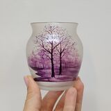Ancien petit vase en cristal de bohême peint souvenir auvergne