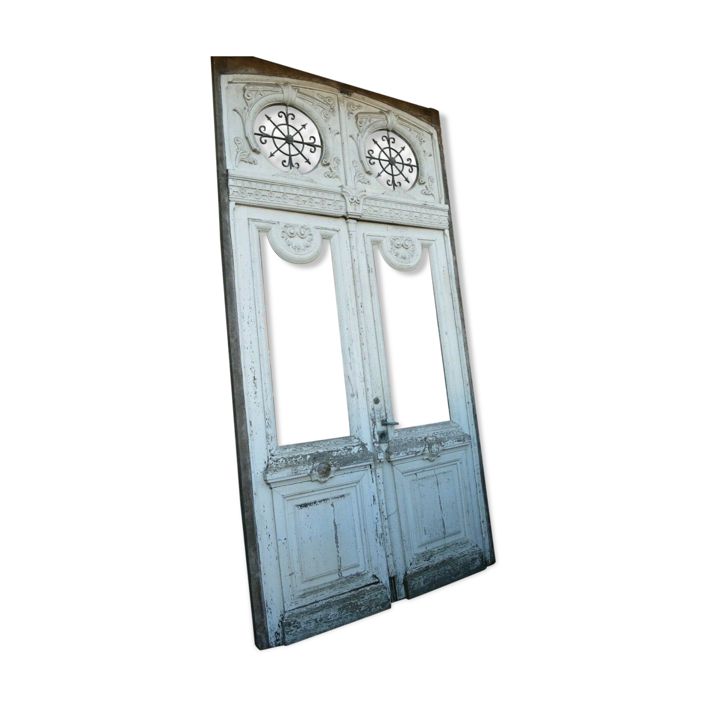 double oak entrance door with its frame