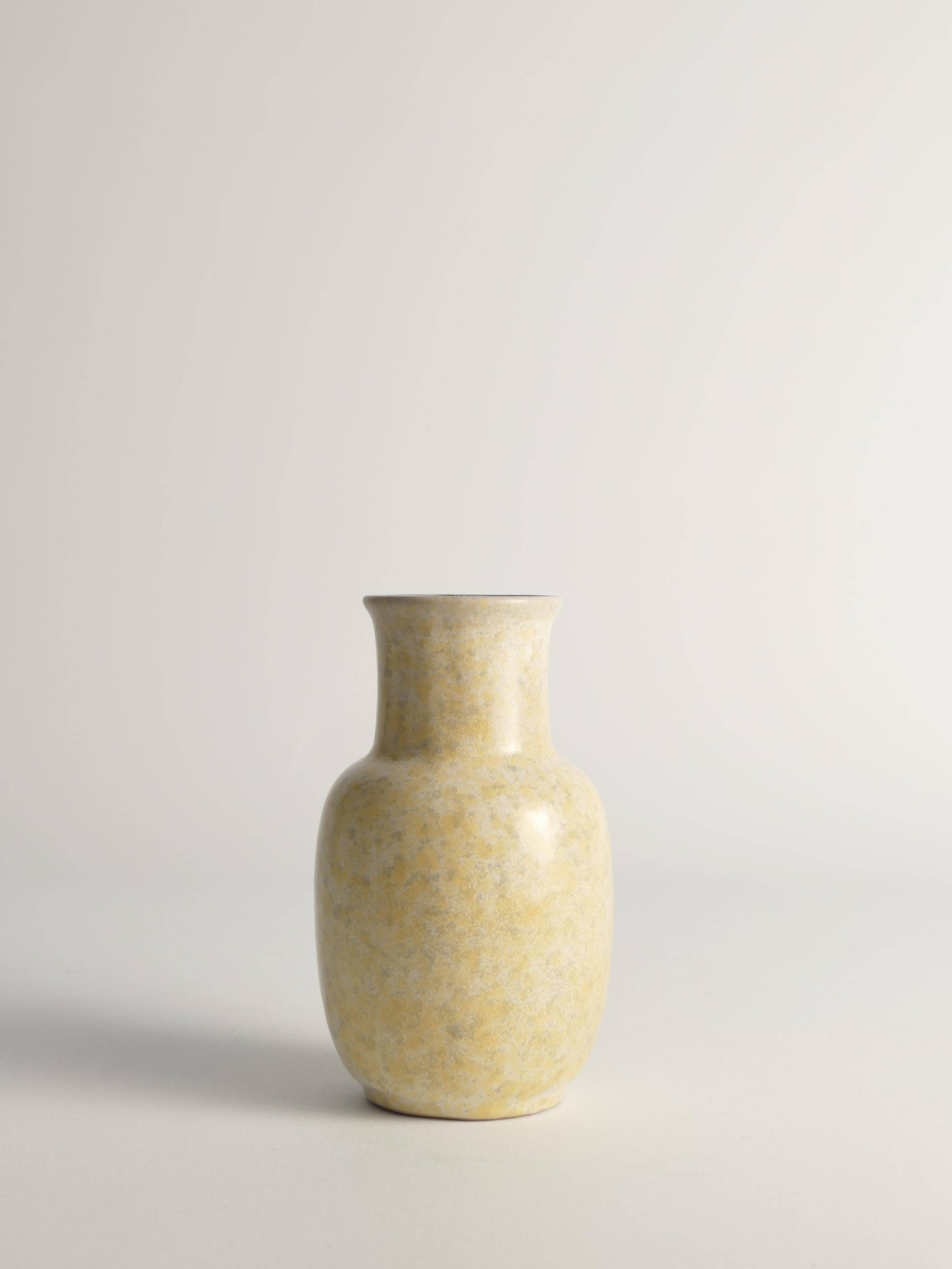 Mid-Century Modern Grey & Yellow Stoneware Vase with Handle by Strehla, Germany