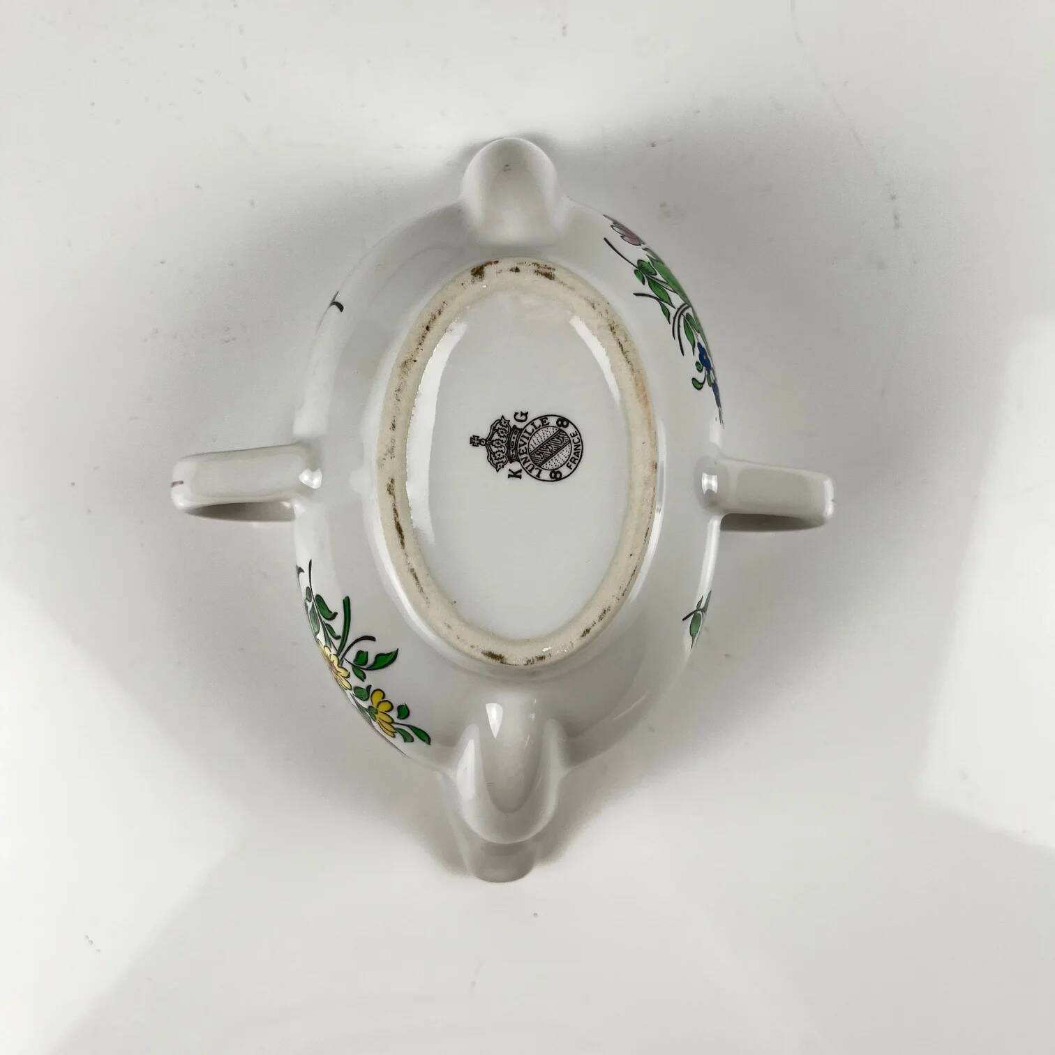Rare double spouted sauceboat model Réverbère by KG Lunéville