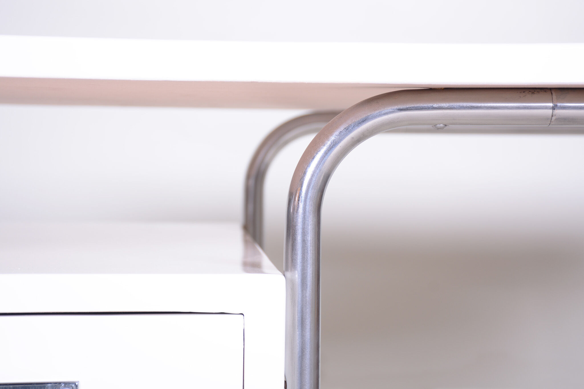 White Bauhaus desk made in 1930s Czechia by Robert Slezak
