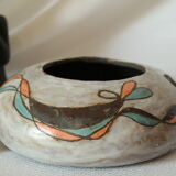 Vase boule Raku moderniste effet glaçure signé