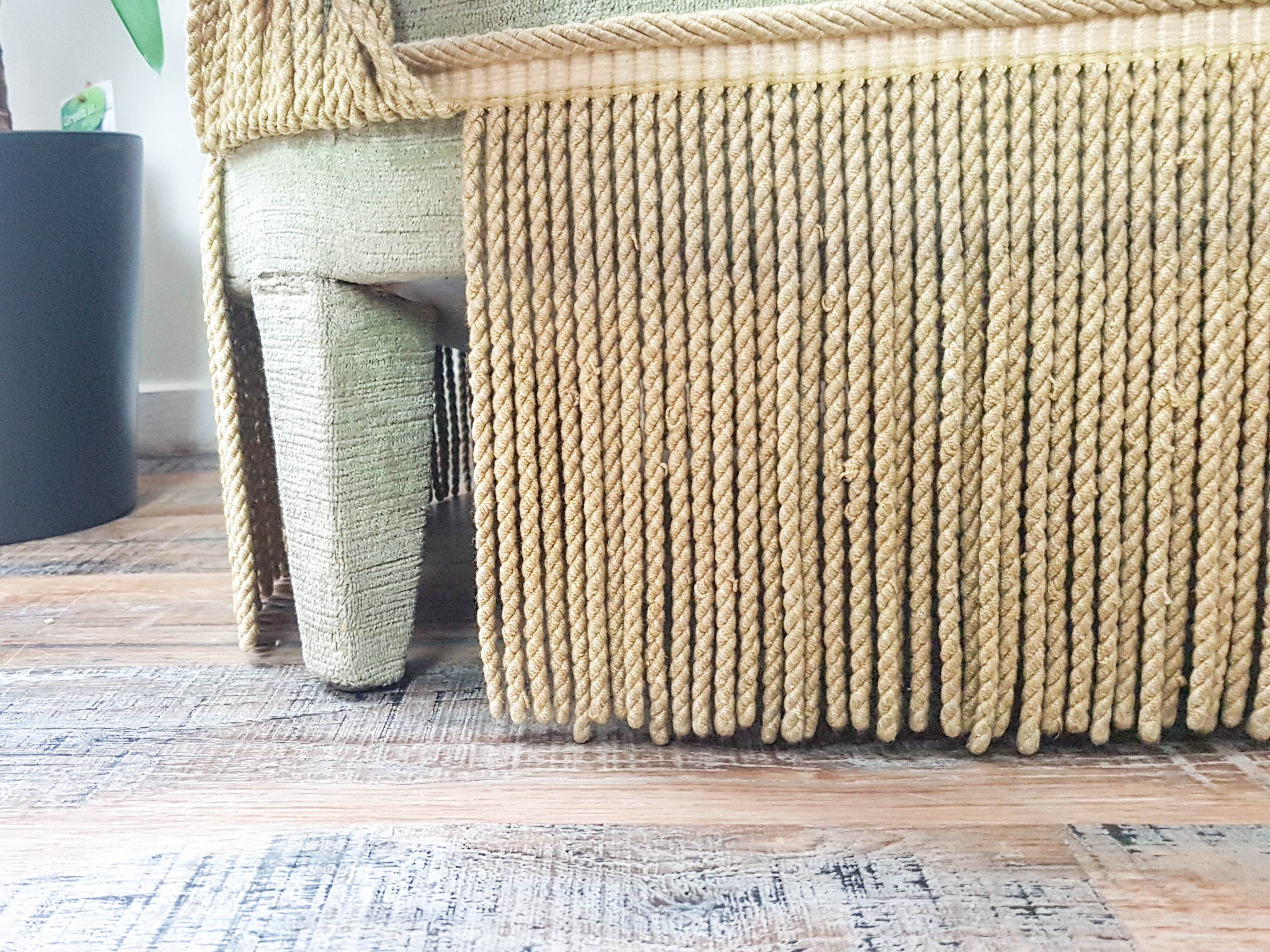 Vintage pistachio green velvet toad chair