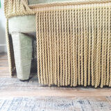 Vintage pistachio green velvet toad chair