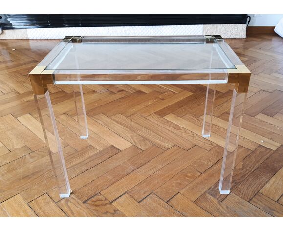 Table d'appoint en plexiglas et verre | Selency