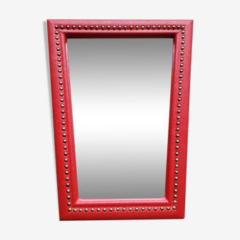Mirror in faux red leather 60